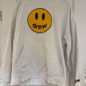 Drew House White Hoodie with Yellow Logo